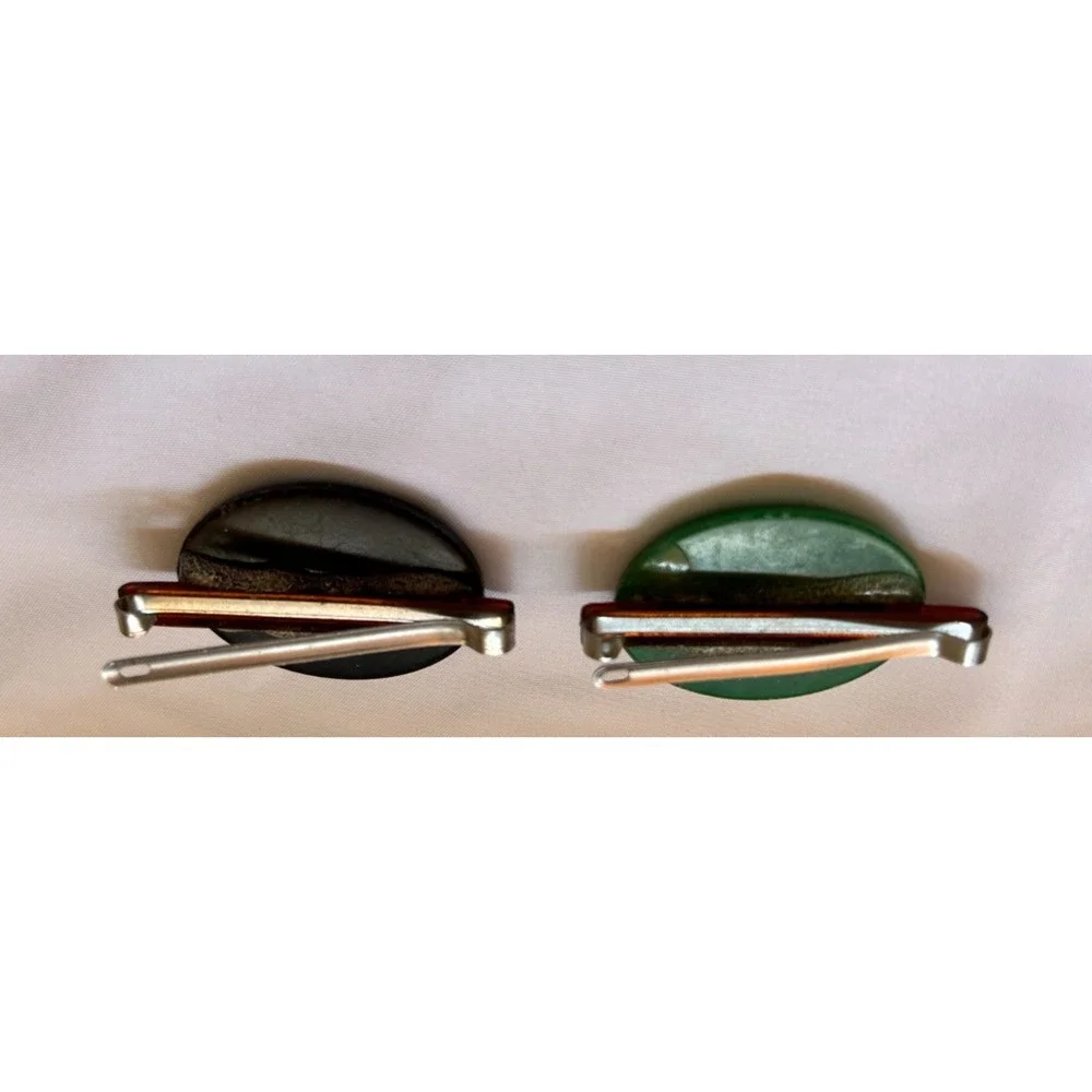 Vintage 1960s Mid Century Floral Oval Retro Hair Clip Barrette Lot 3 Cottagecore